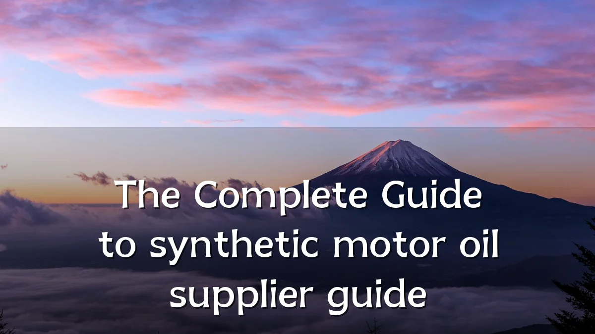 The Complete Guide to synthetic motor oil supplier guide
